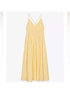 Zara Pale Yellow Maxi Dress with Smocked Waist